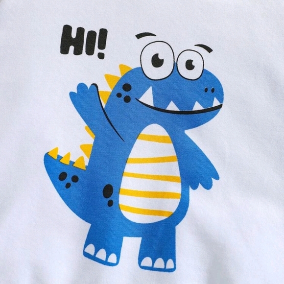 Baby Cartoon Dinosaur & Letter Graphic Pullover & 3D Patched Sweatpants - Picture 4 of 7